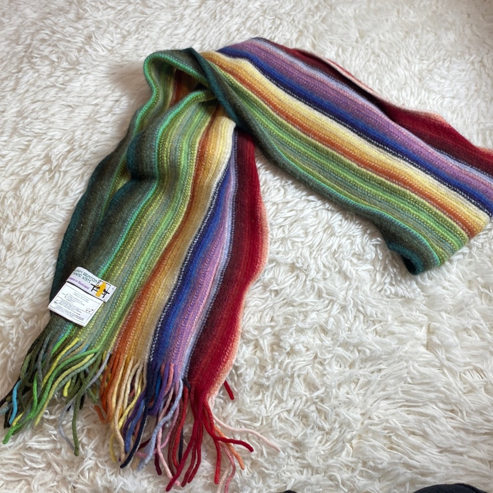 William Brunson Y2K Multicolor Striped Wool Scarf - Rainbow Stripe